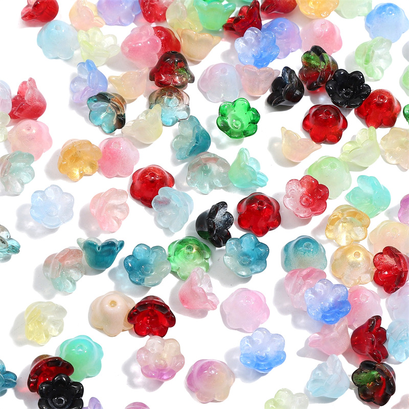 Glass Imitation Jade Gradient Lily of the Valley Beads Morning Flower Diy Handmade