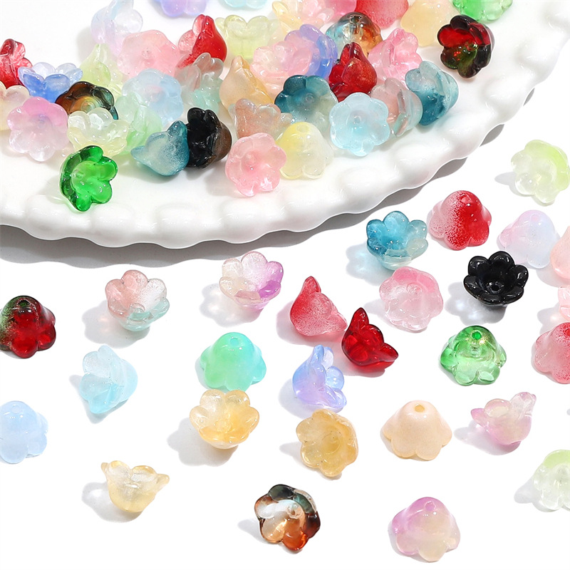 Glass Imitation Jade Gradient Lily of the Valley Beads Morning Flower Diy Handmade