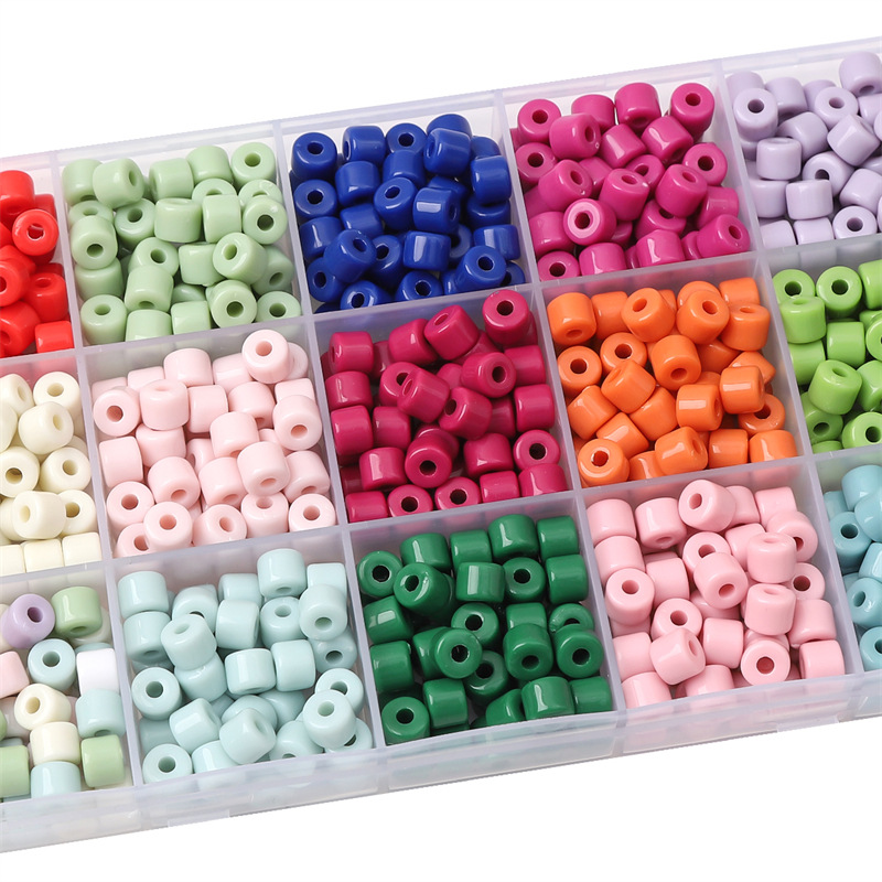 6mm Cylindrical Cream Beads Mobile Phone Chain Same Accessories Acrylic Solid Color