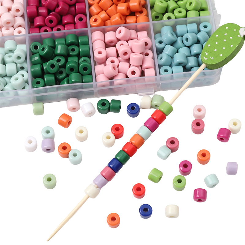 6mm Cylindrical Cream Beads Mobile Phone Chain Same Accessories Acrylic Solid Color