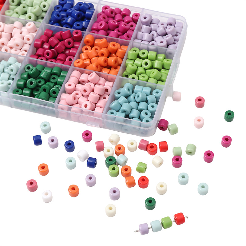 6mm Cylindrical Cream Beads Mobile Phone Chain Same Accessories Acrylic Solid Color