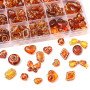 Acrylic Baroque Retro Amber Gold-painted Oval Olive Pattern Flat Beads Pumpkin Spacer Diy