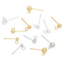925 Silver K Gold Copper Ball Beads with Hanging Needle and Ring Earrings Handmade Diy
