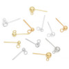 925 Silver K Gold Copper Ball Beads with Hanging Needle and Ring Earrings Handmade Diy