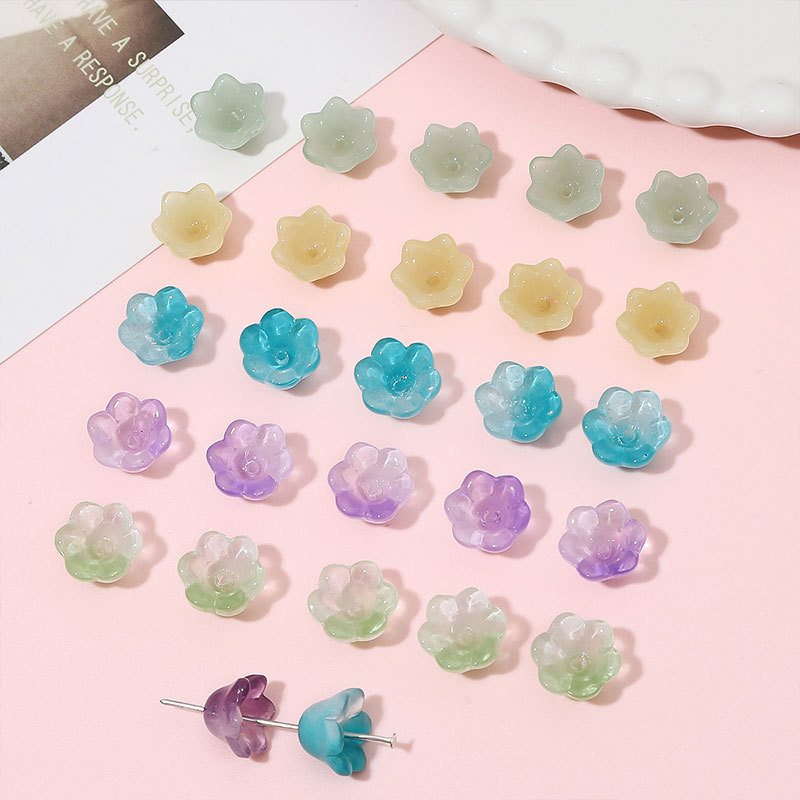 Glass Imitation Jade Gradient Color Lily of the Valley Beads Handmade Diy Necklace