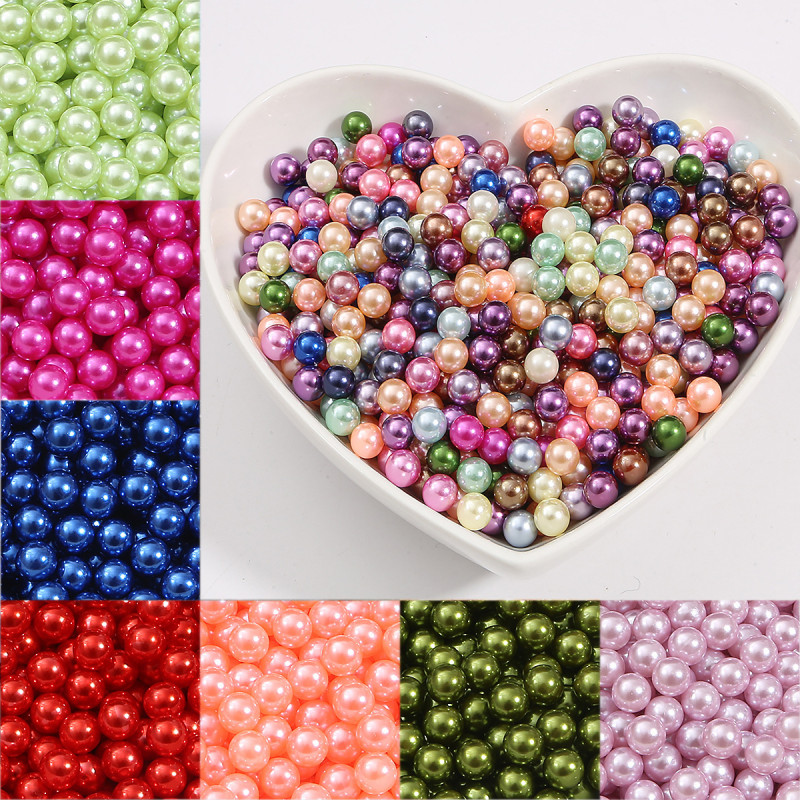 Non-porous Abs Imitation Pearl Off-white Round Beads Loose Handmade Diy Filler Clothing