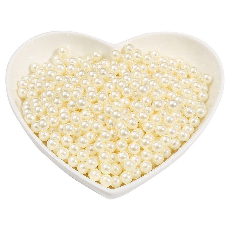 Non-porous Abs Imitation Pearl Off-white Round Beads Loose Handmade Diy Filler Clothing