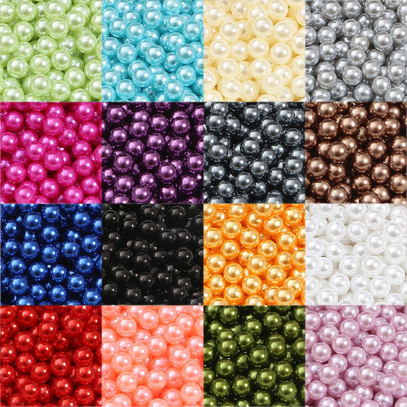 Non-porous Abs Imitation Pearl Off-white Round Beads Loose Handmade Diy Filler Clothing