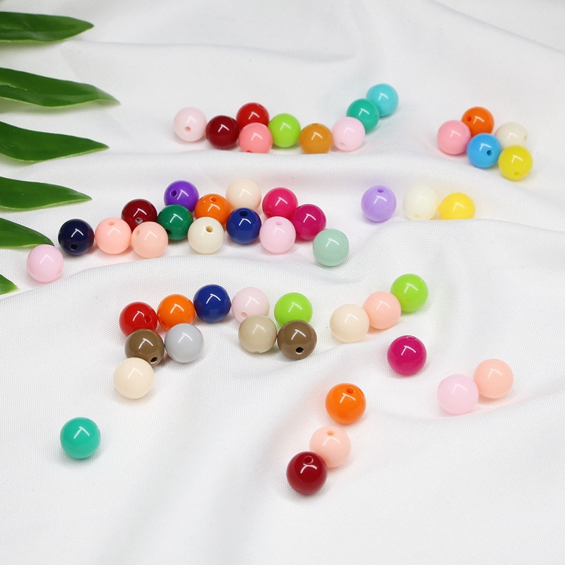 Large Package of Acrylic Colorful Solid Color Round Beads Loose Handmade Diy Bracelet