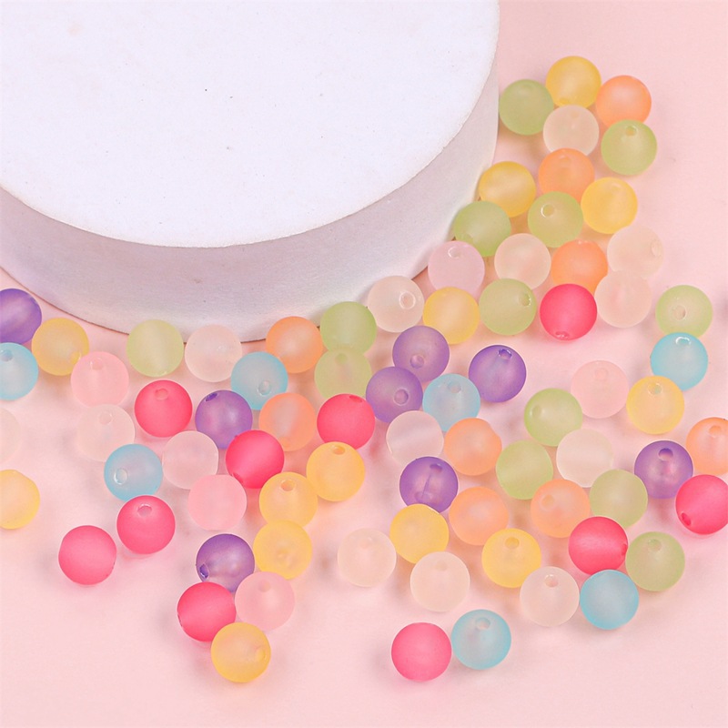 Acrylic Transparent Rubber Frosted Round Beads Handmade Diy Jewelry Accessories Homemade