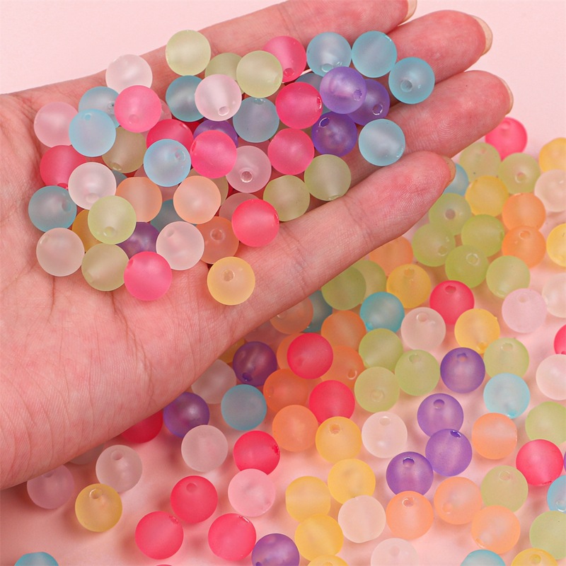 Acrylic Transparent Rubber Frosted Round Beads Handmade Diy Jewelry Accessories Homemade