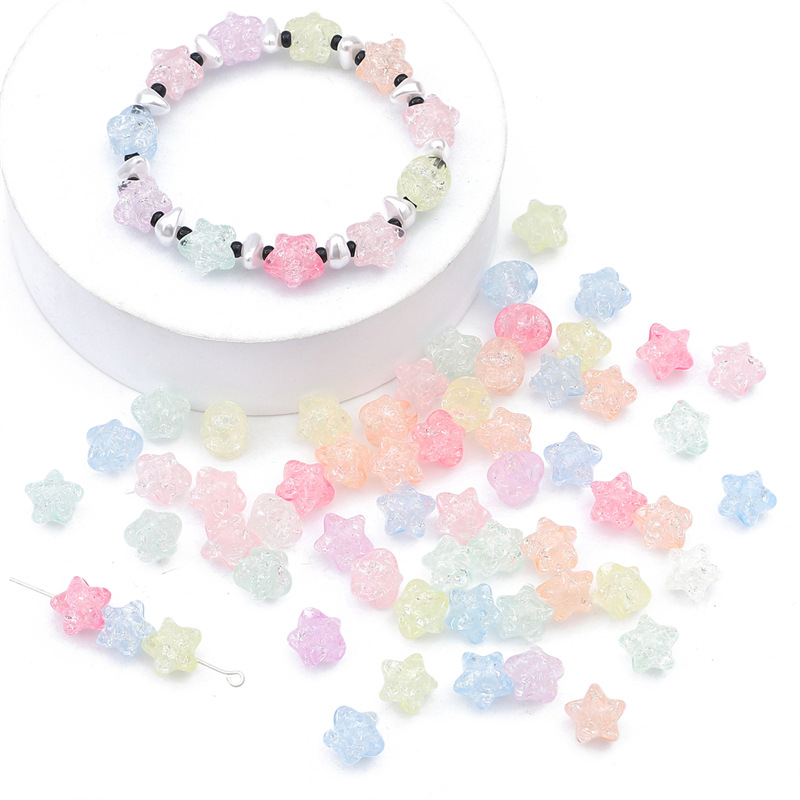 Hot Selling Colorful Acrylic Five-pointed Star Explosion Beads Crack Loose Diy Handmade
