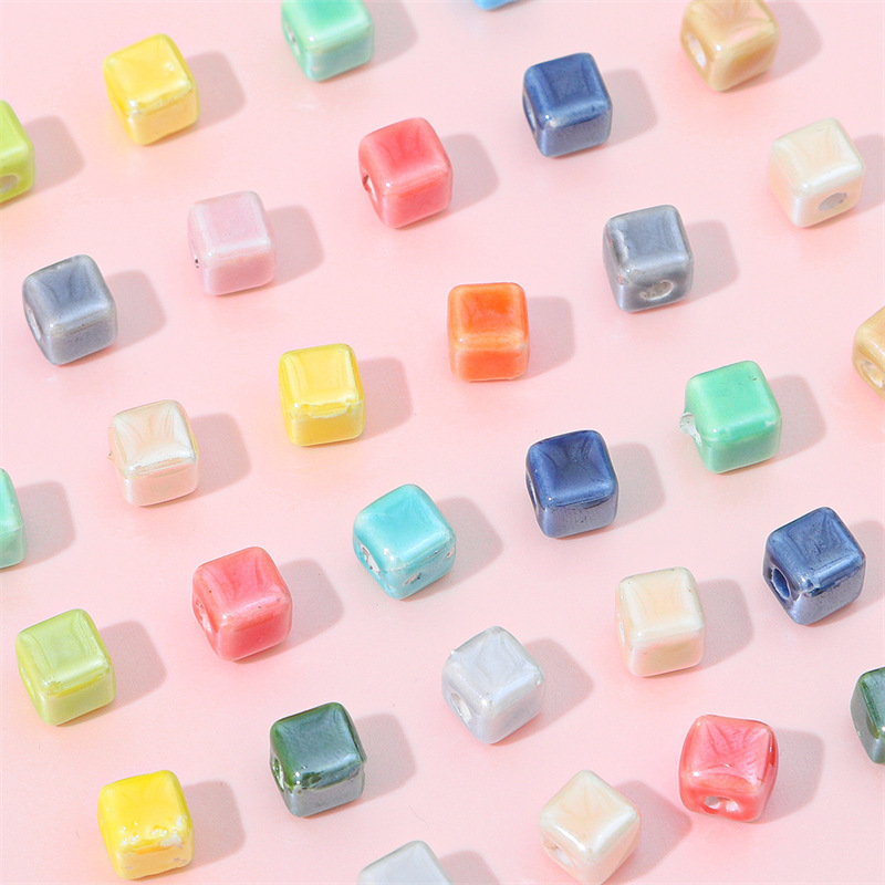 Cream Square Ceramic Beads Handmade Diy Jewelry Necklace Bracelet Ear Materials