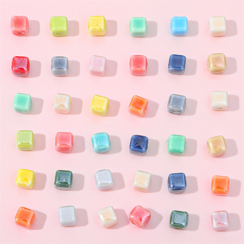 Cream Square Ceramic Beads Handmade Diy Jewelry Necklace Bracelet Ear Materials