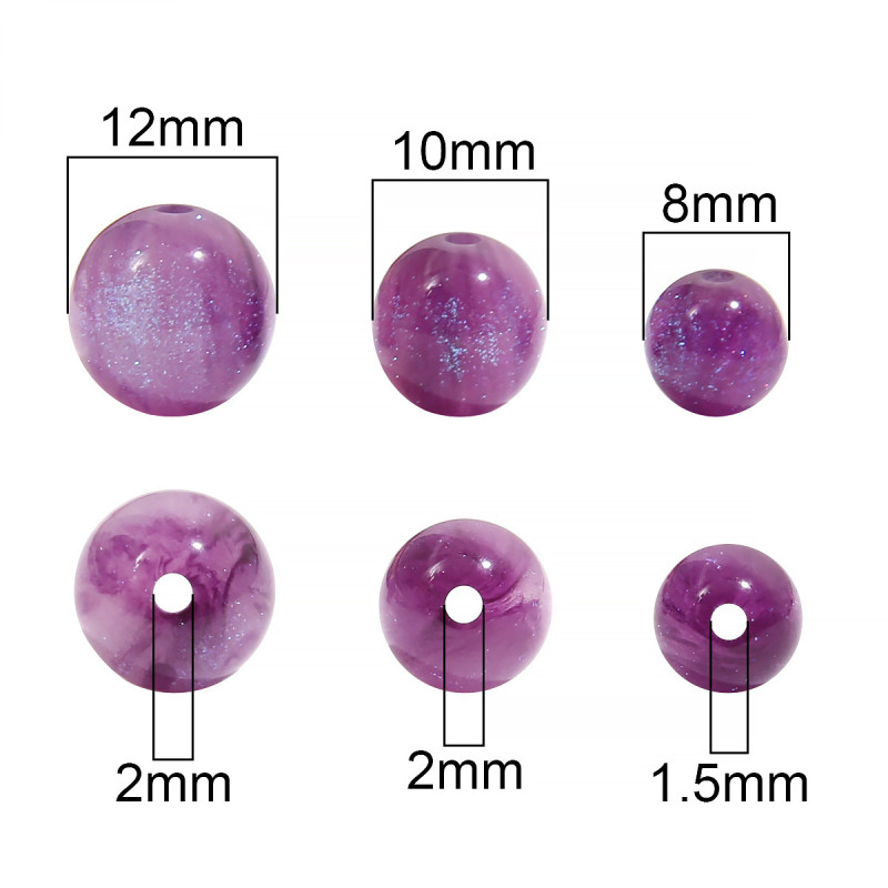 Beautiful Starry Sky Gradient Mermaid Beads Resin Round Handmade Diy Beaded Jewelry