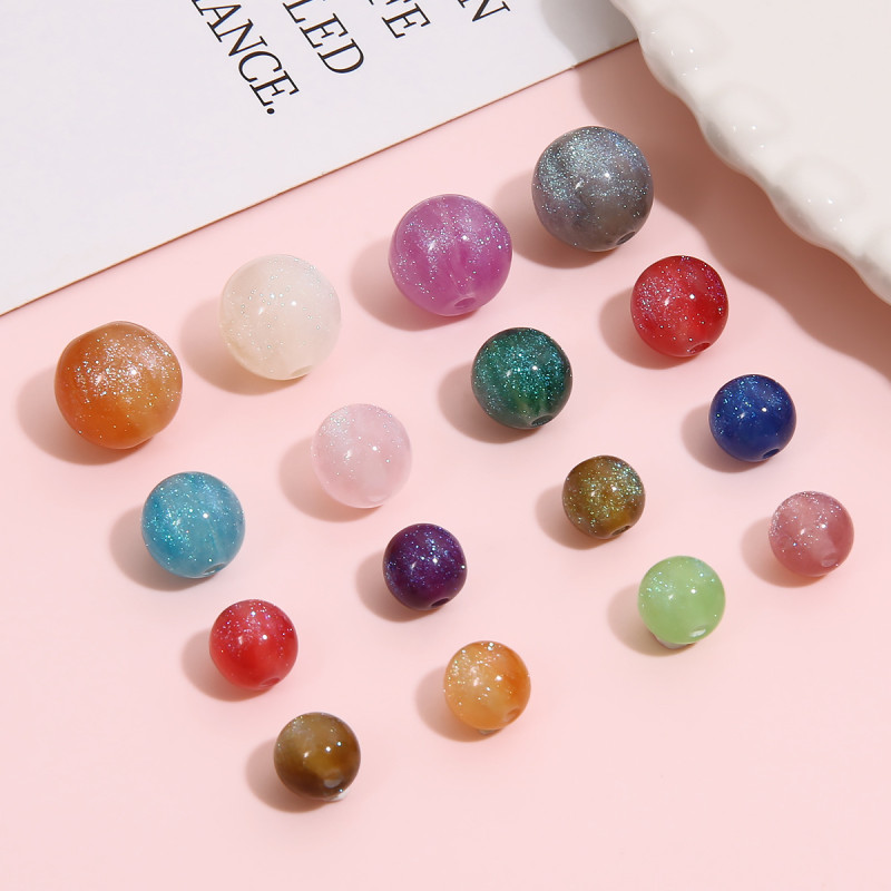 Beautiful Starry Sky Gradient Mermaid Beads Resin Round Handmade Diy Beaded Jewelry