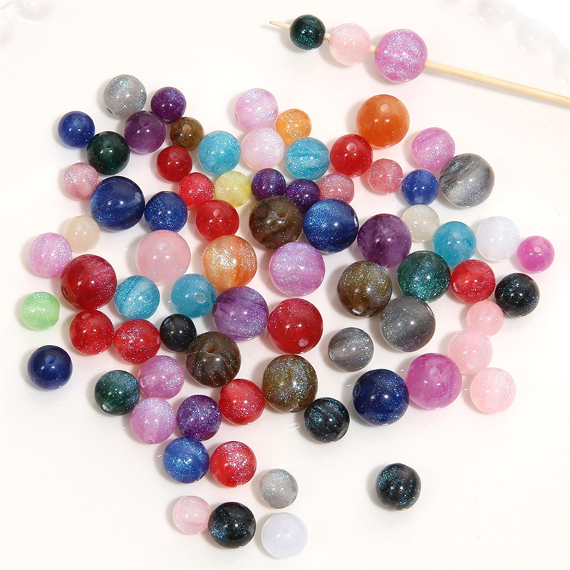 Beautiful Starry Sky Gradient Mermaid Beads Resin Round Handmade Diy Beaded Jewelry