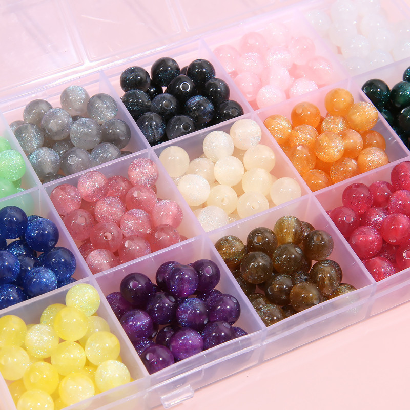 Beautiful Starry Sky Gradient Mermaid Beads Resin Round Handmade Diy Beaded Jewelry