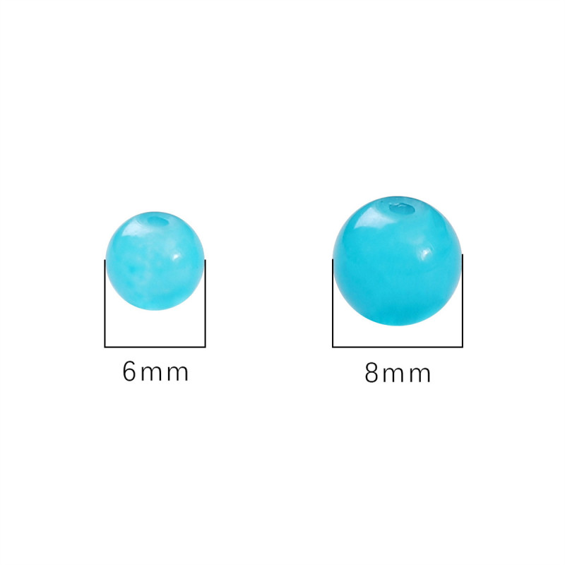 Glass Jelly Solid Color Imitation Jade Round Beads Loose Diy Handmade Necklace Hand Bead