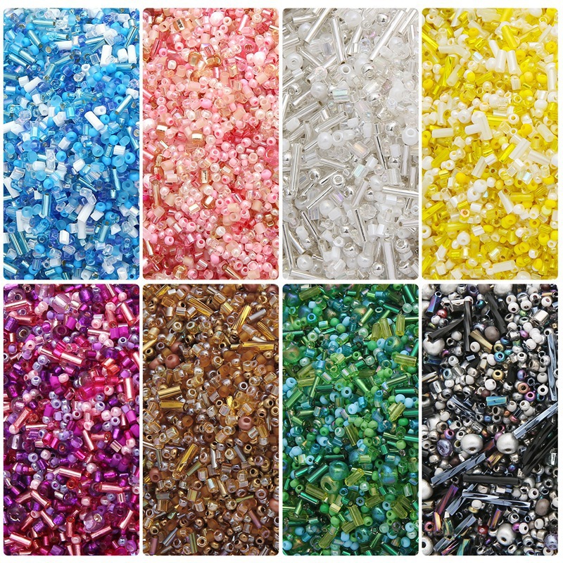 High-quality Glass Rice Beads, Multi-style Mixed Tube Handmade Diy Beaded Earrings