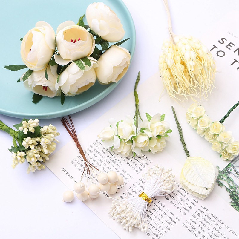 Beige Artificial Stamen Flower Core Bouquet Diy Handmade Hairpin Jewelry Accessories