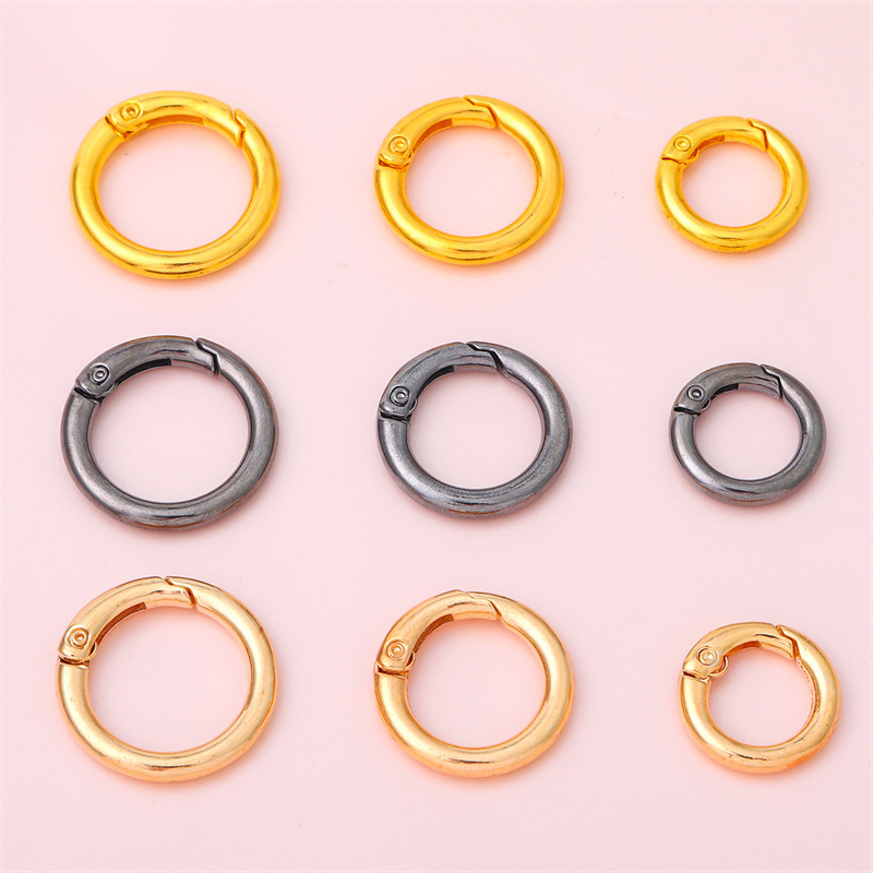 5 Alloy Color Card Ring Open Spring Round Keychain Bag Hook Diy Jewelry Accessories
