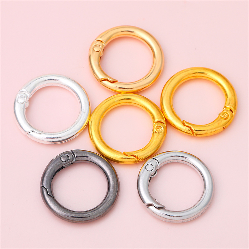 5 Alloy Color Card Ring Open Spring Round Keychain Bag Hook Diy Jewelry Accessories