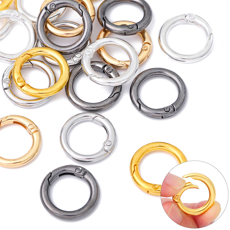 5 Alloy Color Card Ring Open Spring Round Keychain Bag Hook Diy Jewelry Accessories