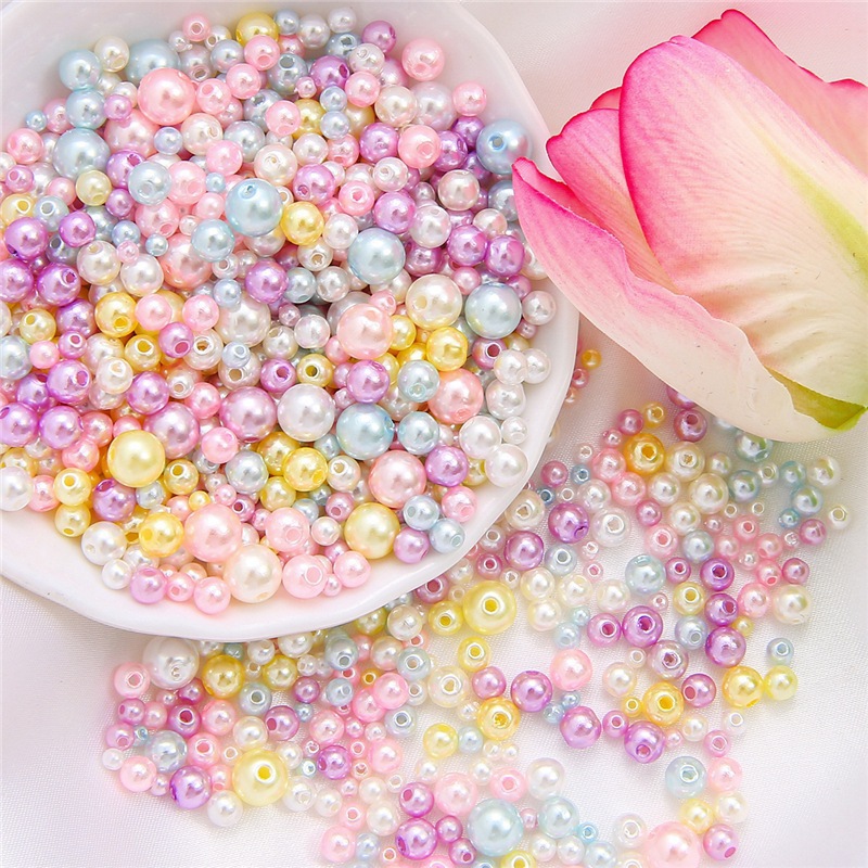 Abs Straight Hole Imitation Pearl Bracelet Beaded Material Package Handmade Diy Homemade