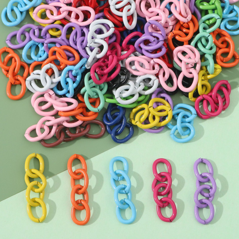 Colorful Iron Spray Paint 4-section Chain Extension Tail Bag Small Pendant Ring