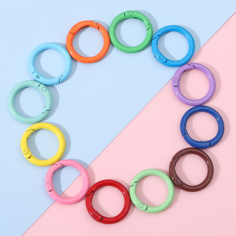 25mm Japanese and Korean Color Alloy Spray-painted Round Keychain Diy Jewelry Accessories