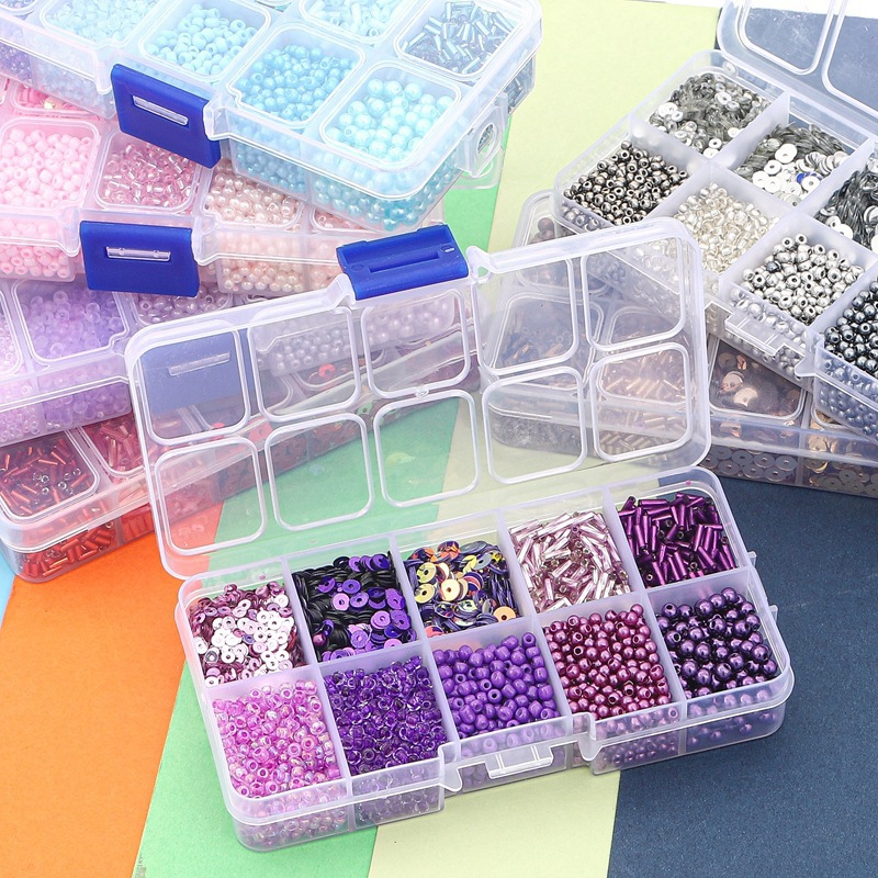 10 Grid Multi-color Rice Beads Sequins Imitation Pearl Material Handmade Diy Bracelet