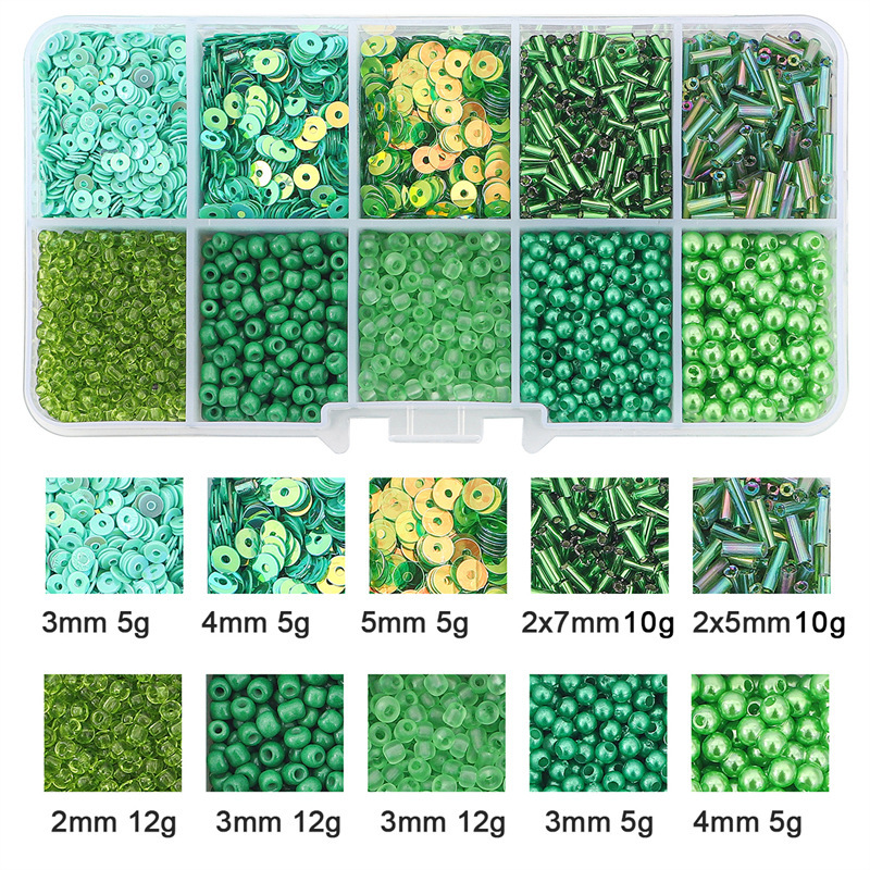 10 Grid Multi-color Rice Beads Sequins Imitation Pearl Material Handmade Diy Bracelet