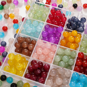 4-10mm Glass Jelly Paint Imitation Jade Round Beads Loose Diy Handmade Necklace Hand