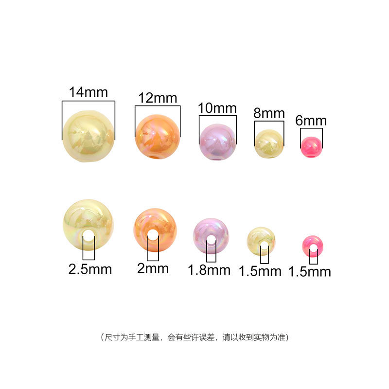 Acrylic Solid Color Plated Round Beads Straight Hole Hand String Diy Handmade Bracelet