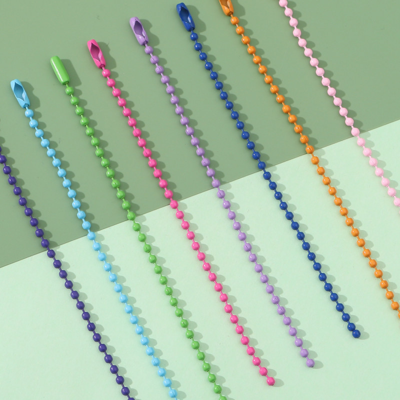 10 Colorful Metal Paint Chains Wave Bead Handmade Diy Jewelry Accessories Key Chain
