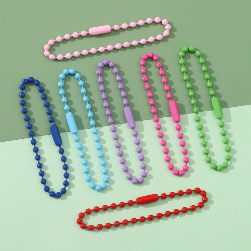 10 Colorful Metal Paint Chains Wave Bead Handmade Diy Jewelry Accessories Key Chain