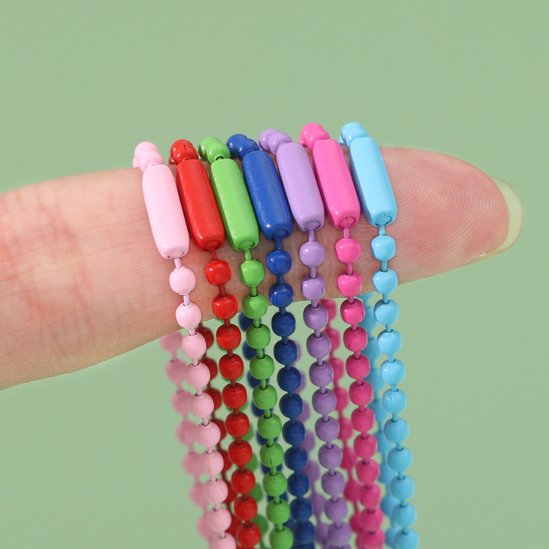 10 Colorful Metal Paint Chains Wave Bead Handmade Diy Jewelry Accessories Key Chain