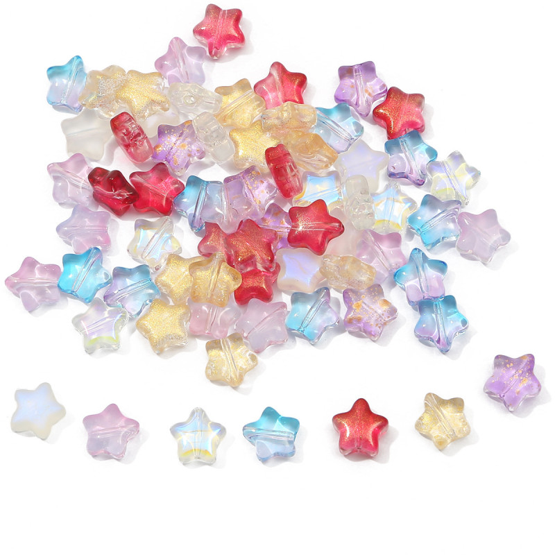 10 Straight Hole Five-pointed Stars Antique Style Imitation Glass Accessories Handmade