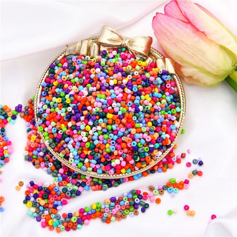 Glass Solid Color Paint Rice Beads Loose Bead Material Handmade Diy Ring Necklace Beaded