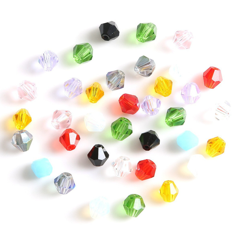 3/4/6mm Faceted Rhombus Crystal Beads Glass Diy Handmade Loose Material Package Jewelry