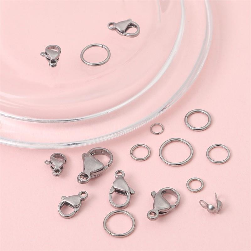 Stainless Steel Single Circle Lobster Clasp Closing Buckle 9-character Needle Beading Diy