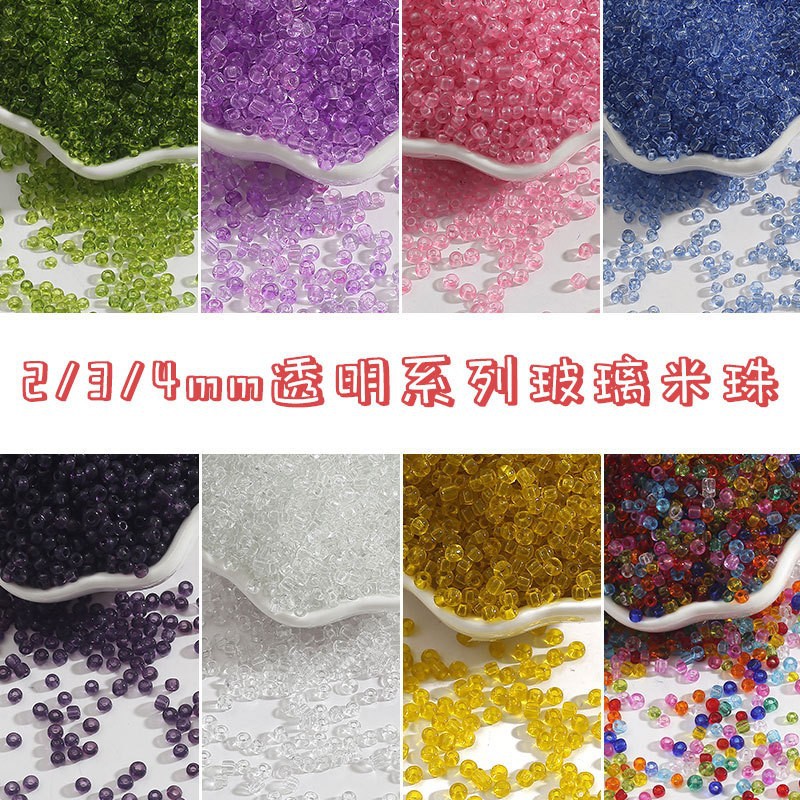Transparent Glass Rice Beads Loose Beading Accessories Handmade Diy Bracelet Hairpin