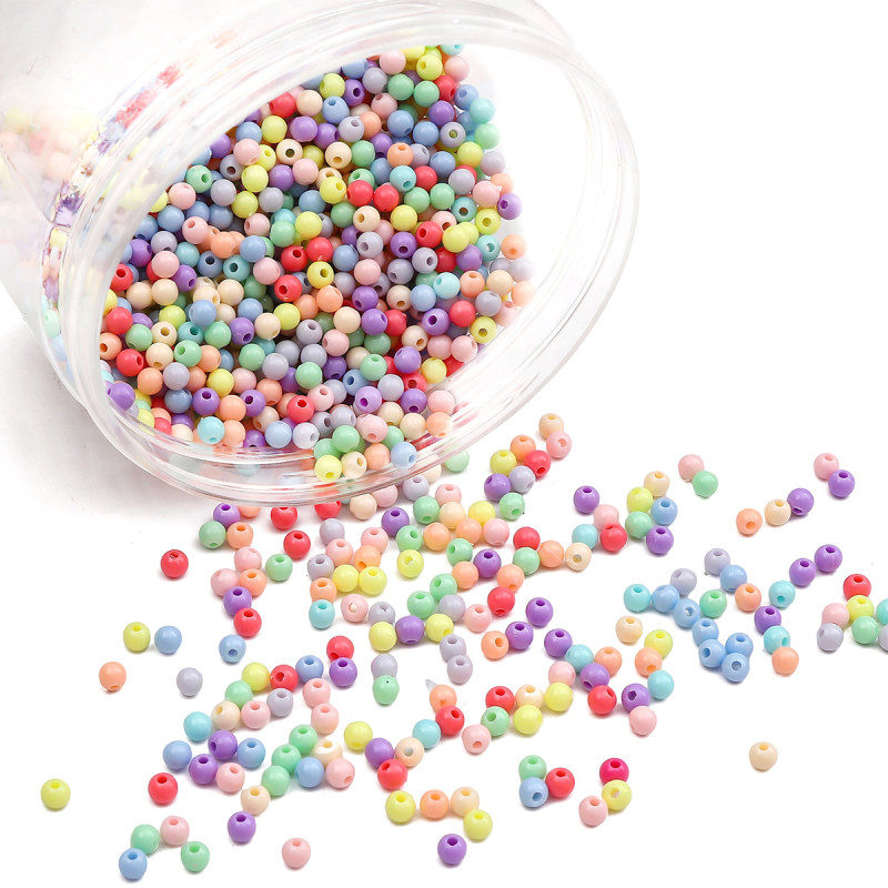 Acrylic Solid Color Round Beads Loose Diy Handmade Bracelets Necklaces Beaded Jewelry