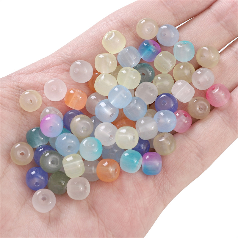 8x7mm Glass Imitation Jade Beads Hand String Apple Handmade Diy Bracelet Necklace Jewelry