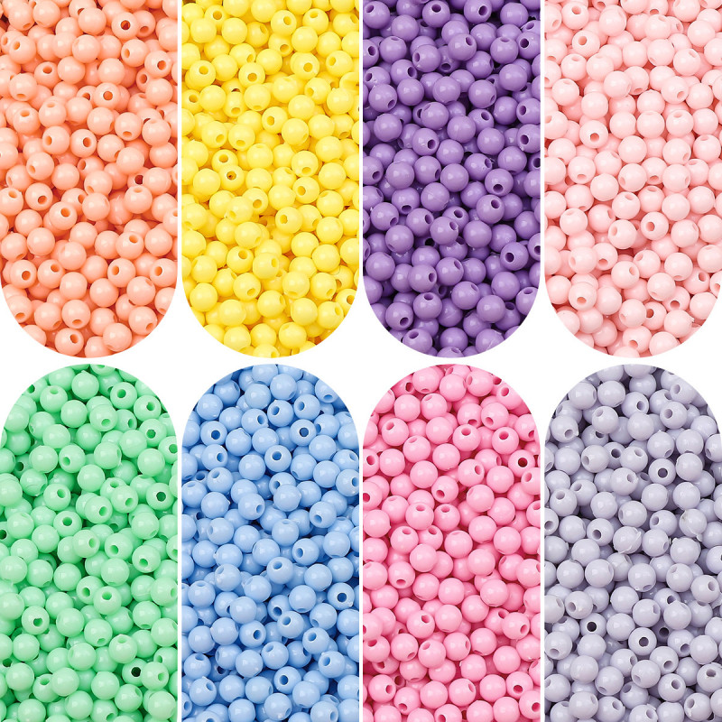 3/4mm Acrylic Solid Color Round Beads Diy Handmade Beaded Bracelet Jewelry Materials