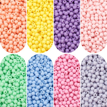 3/4mm Acrylic Solid Color Round Beads Diy Handmade Beaded Bracelet Jewelry Materials