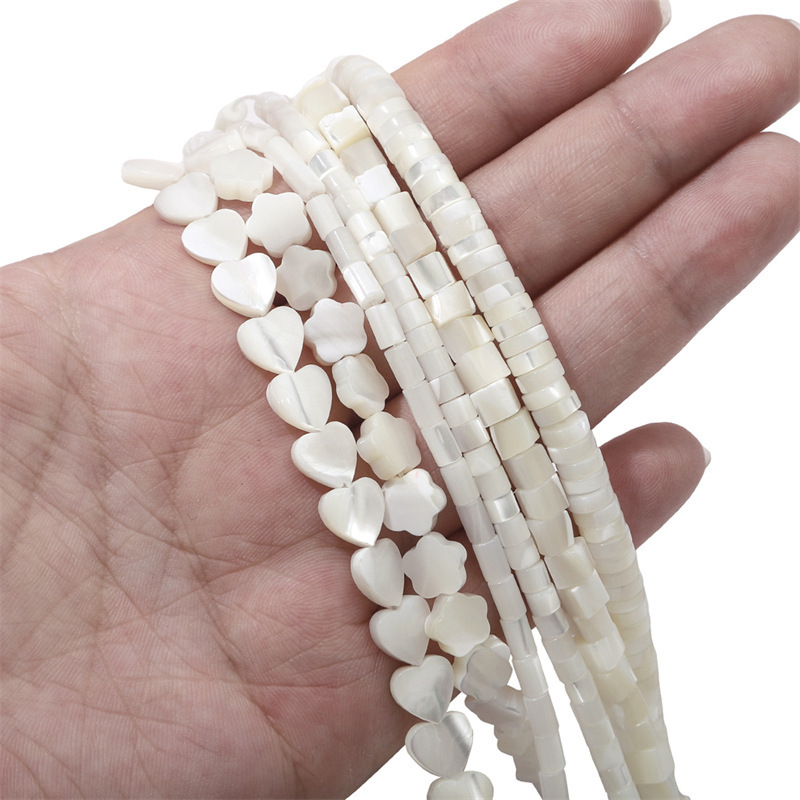Natural Shell Peach Heart Disc Beads Multi-style Bracelets Necklaces Earrings Versatile