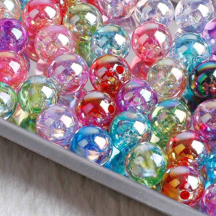 Acrylic Ab Color Round Beads Abs Imitation Pearls Loose Diy Handmade Earrings Bracelet