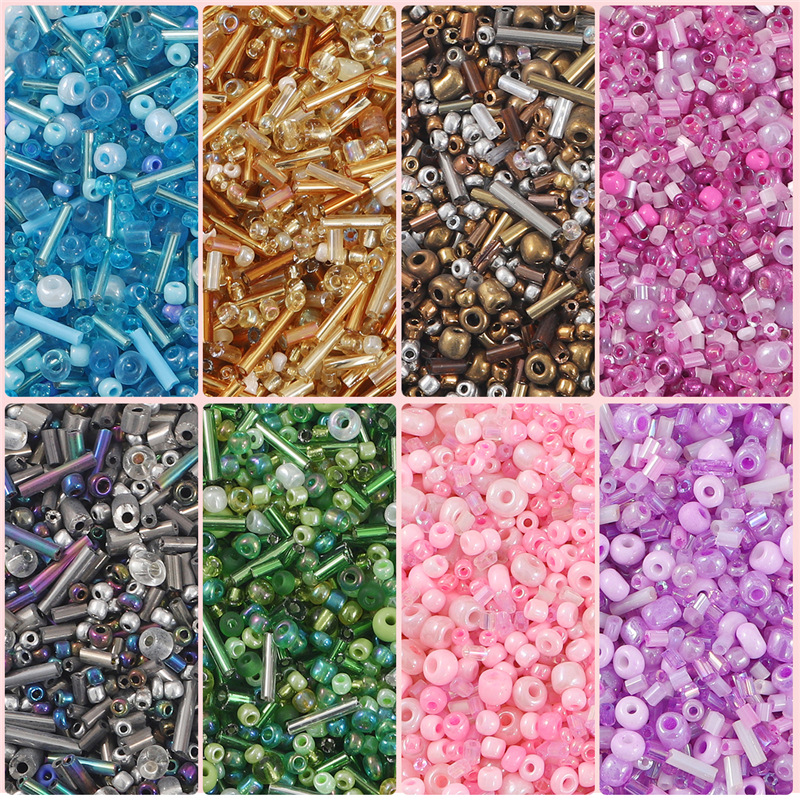 30g Mixed Color Diy Glass Rice Beads Tube Hand-beaded Loose Braided Bracelet Ring